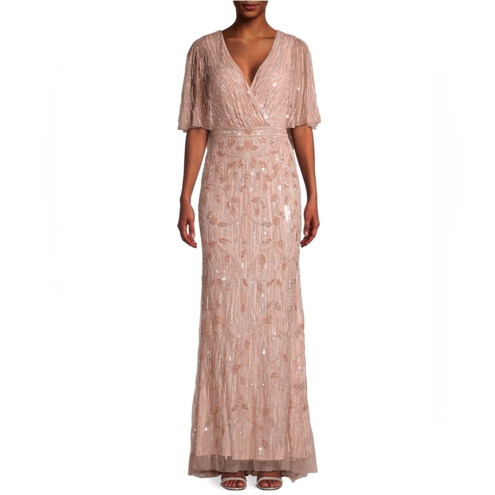Beaded Cape Gown- Blush Size 4